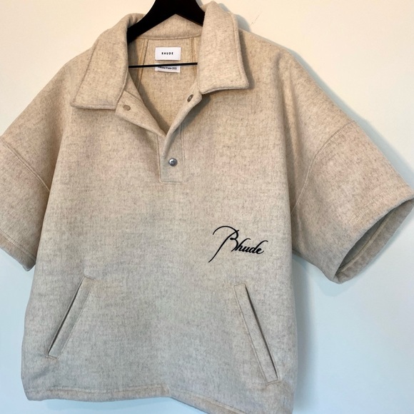 Rhude Shirt Pullover Sweatshirt Boxy Oversized F1 Polo Wool Mens Large Luxury - Picture 11 of 16